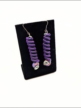 Purple Spiral Coil Handmade Earrings